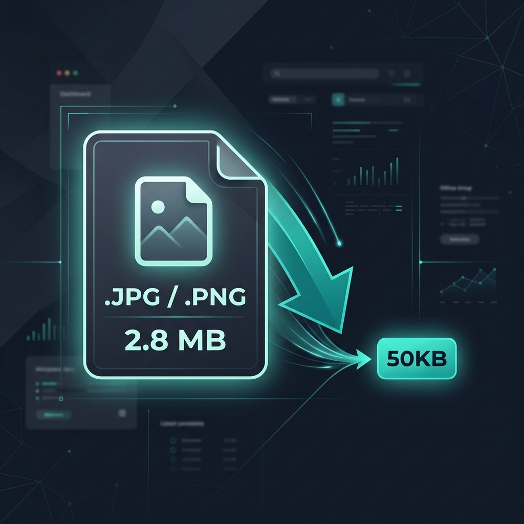 Large image file being compressed down to 50KB using a free online image compressor — JPEG PNG WebP