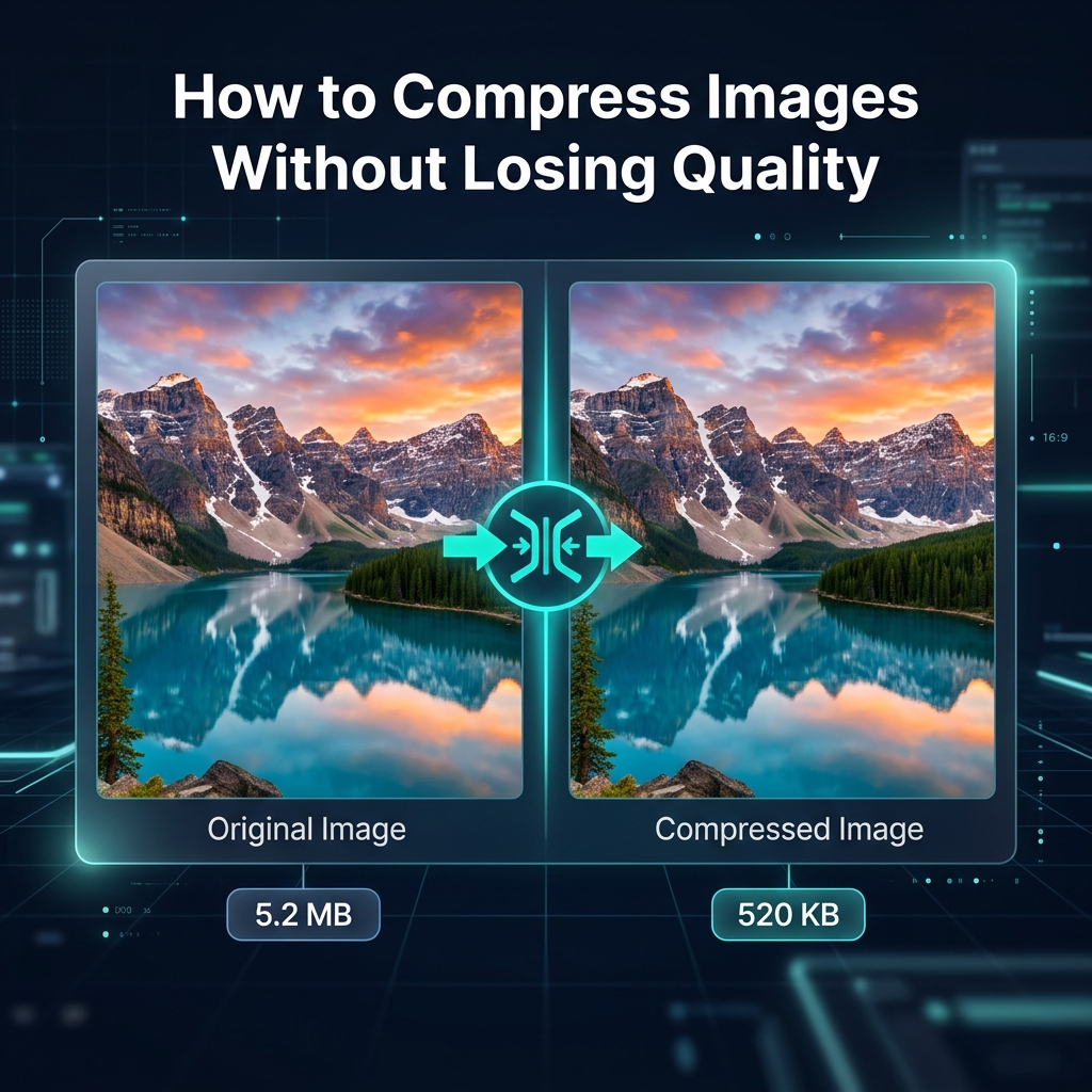 Side-by-side image compression comparison showing quality retention while reducing file size